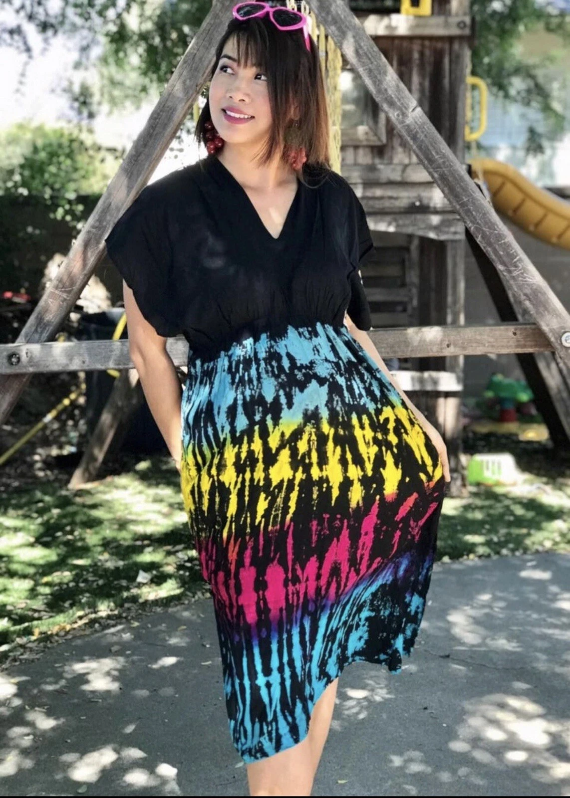 Womens Handmade Tie Dye Beach Wear Boho Hippie Black Color Unique Fits S-XL