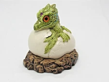 Vintage Windstone Green Baby Dragon Hatching Egg Pena 1984 Figurine