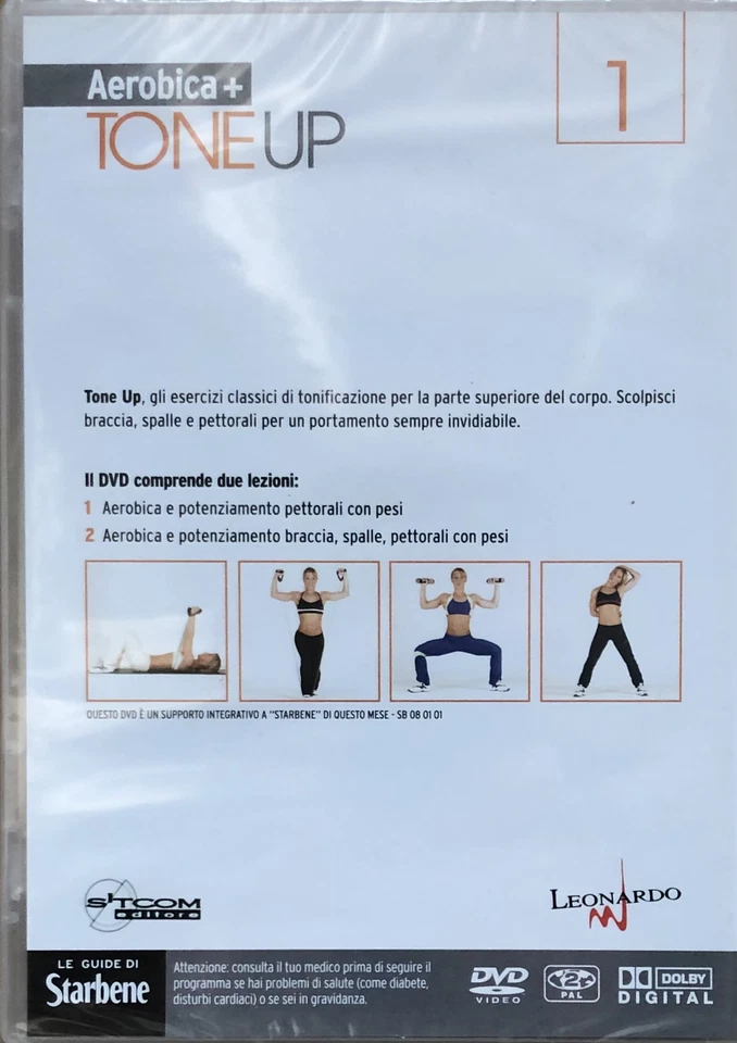 Aerobica + Tone up 1—Fitness e Salute—Starbene—DVD Video—Nuovo - Immagine 2 di 3