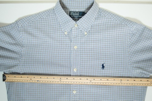 Ralph Lauren Herren Hemd Medium Size Custom Fit Blau Kariert Baumwolle Langarm - Bild 14 von 15