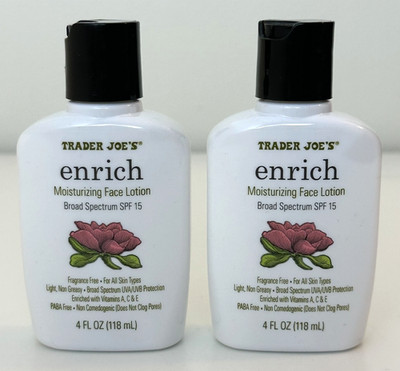 2X Trader Joe's Enrich Moisturizing Face Lotion Broad Spectrum SPF15 4 oz x 2