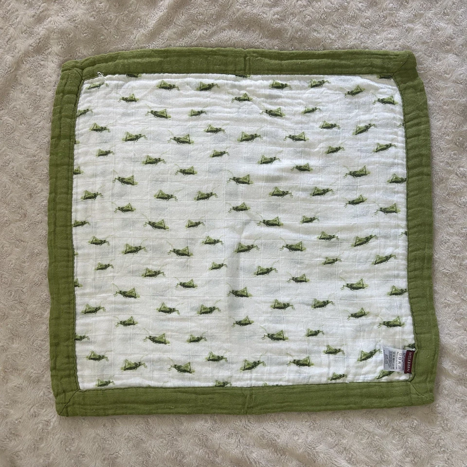 Milkbarn Grasshopper Lovey Baby Security Blanket Green White Rayon Bamboo - Image 4 of 4