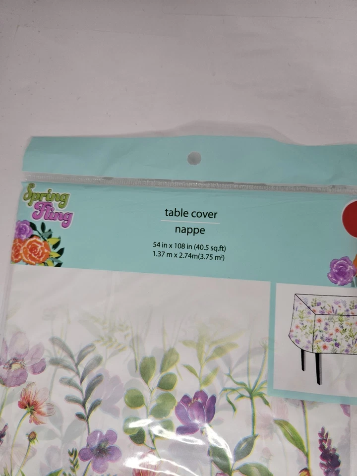Spring Fling Floral Plastic Table Cover (54" x 108") & 2-pk Napkin Set#16, 12x12 - Image 3 of 4