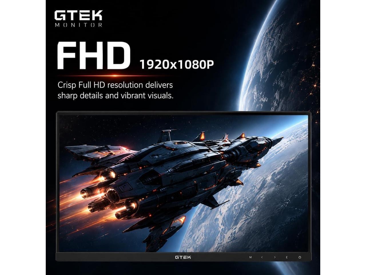 Monitor Gaming GTek de 27 pulgadas, 200 Hz, sin marco, monitor de computadora Full HD 1920 x 1080, imagen 5