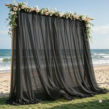 10x10 FT Wrinkle Free Black Backdrop Curtain Drapes 2 Panels 5x10 FT Sheer