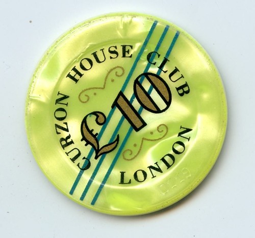 10.00 Jeton from the Curzon House Club London United Kingdom Yellow 3 Stripes