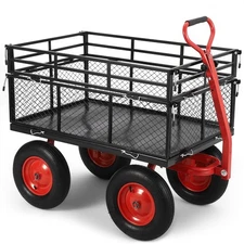 1400 Lbs Garden Cart Steel Garden Dump Cart with 16 Inch Wheels Garden Wagon