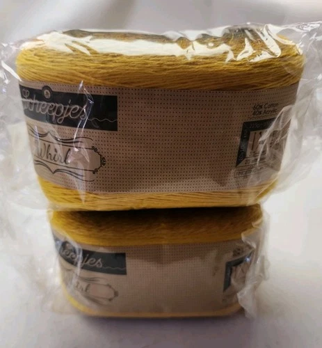 Lot of 2 Scheepjes Whirl Yarn Cakes 564 Golden Glowworm 1000m Cotton Blend - product listing photo
