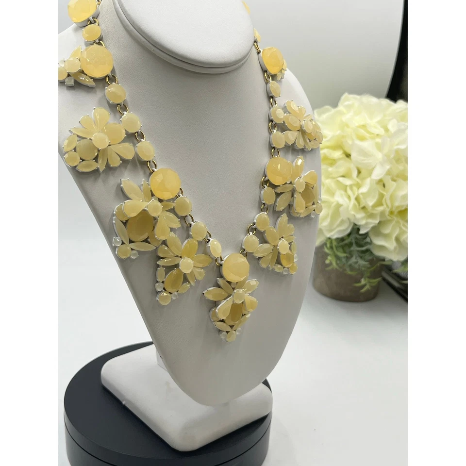 J. Crew Cream White Gold ToneAcrylic Cluster Fan Bib StyleStatement Necklace - Image 4 of 4