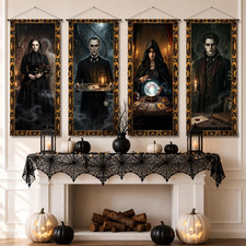 Halloween Decorations 4 PCS Haunted Mansion Portraits Wall Hanging Banner