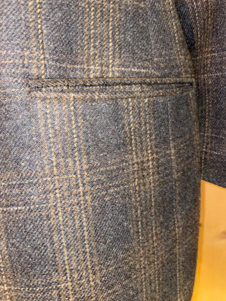 Joseph Abboud Blazer 木炭/棕色格子羊毛羊绒美国男式 44 S — 第 4/4 张图片