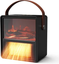 Space Heater, Heaters for Indoor Use 3D Flame Effect, Adjustable 1200W/800W PTC 
