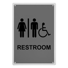 Restroom Sign, 8.5 x 11 in" OSHA Compliant ADA Unisex Family Assisted Sign