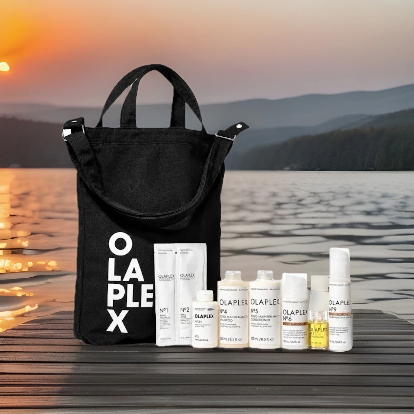 9 PIECE OLAPLEX COMPLETE REPAIR & STYLING SET + XL TOTE BAG NO 2 3 4 5 6 7 9 0