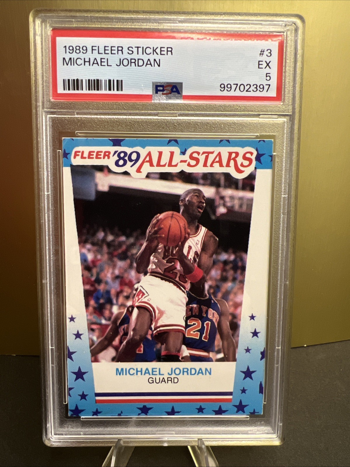 Michael “ MJ” Jordan- 1989 Fleer All Stars Sticker #3 PSA EX5
