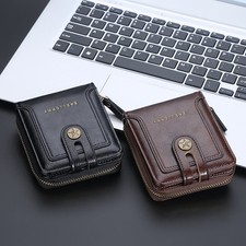 Men's Leather Wallet RFID Blocking Bifold Zip Around Card ID Holder Coin Pocket