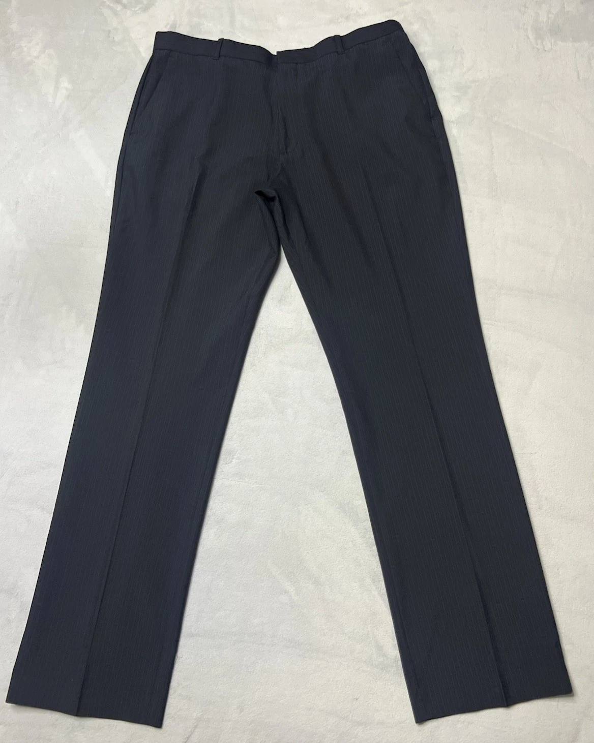 Perry Ellis Portfolio Dress Pants Men 38x34 Travel Luxe Black Striped Jordan New