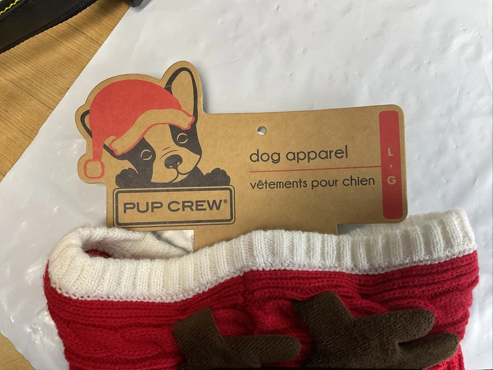 Pup Crew Dog Apparel Hooded Sweater Reindeer with Antlers Size L new A0124 - Image 4 of 4