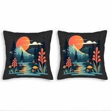 Set of 2 18x18in Throw Pillow Covers - Serene Landscape Design