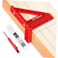 3.8＂Mini 3D Multi-Angle Measuring Square Ruler, 3.8 inch Square+Pencil Imperial