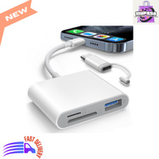 Dual Connector SD Card Reader for iPhone/iPad, Lightning  USB-C, White