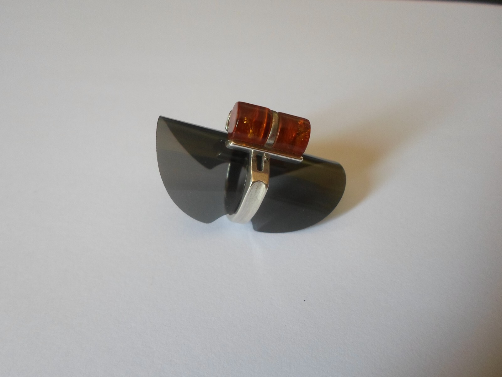 solid silver ring, amber wand, size 49 - image 5