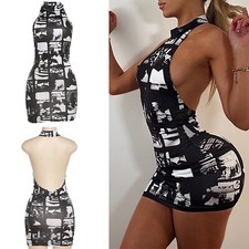 Women's Sexy Halter Short Bodycon Mini Dress Sleeveless Backless Party Clubwears