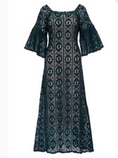 NEW $478 Anthropologie Korovilas Koko Green Lace Bell Sleeve Dress Sz 8 Z266-21