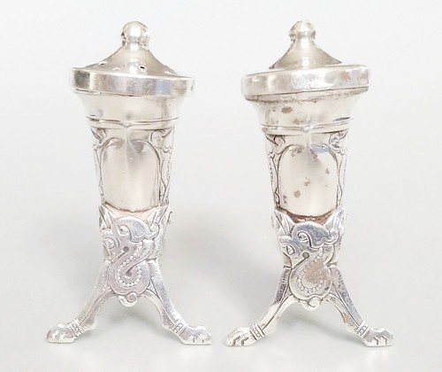 Vintage 3 pc sterling silver cruet set, Theodor Olsens, Norway c. 1950s - Foto 3 di 9