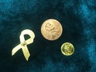 Pink Ribbon Lapel Pin gold color with pink enamel 1 X 3/4 — photo 2