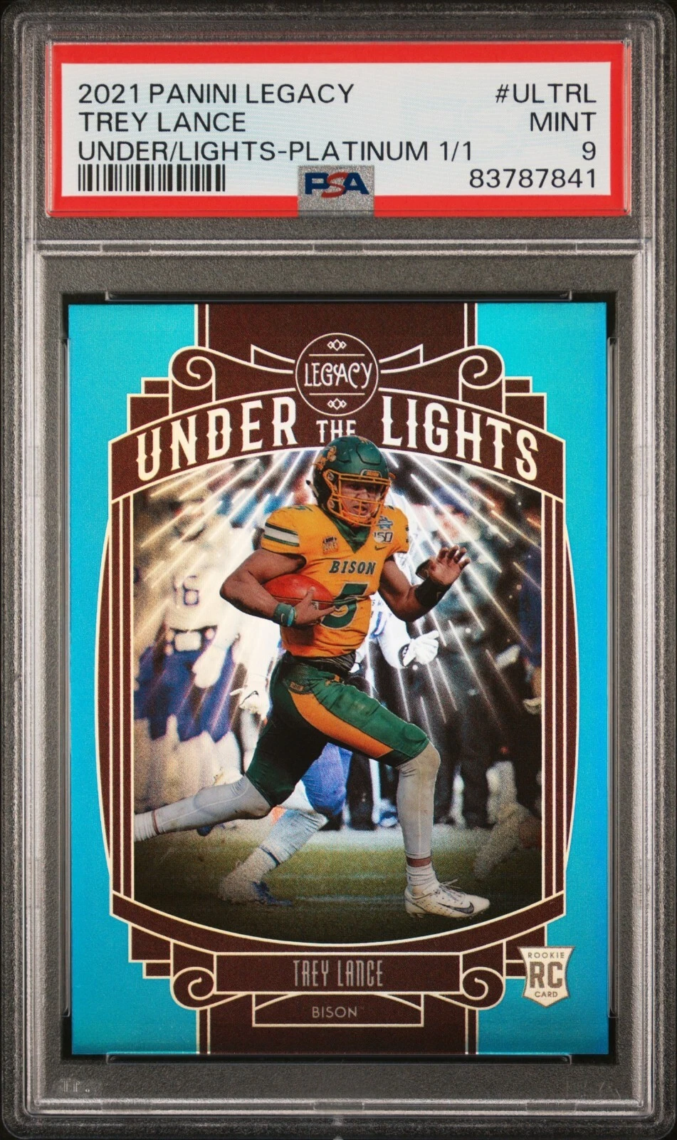 Trey Lance Panini Legacy Under the Lights #ULTRL Platinum 1/1