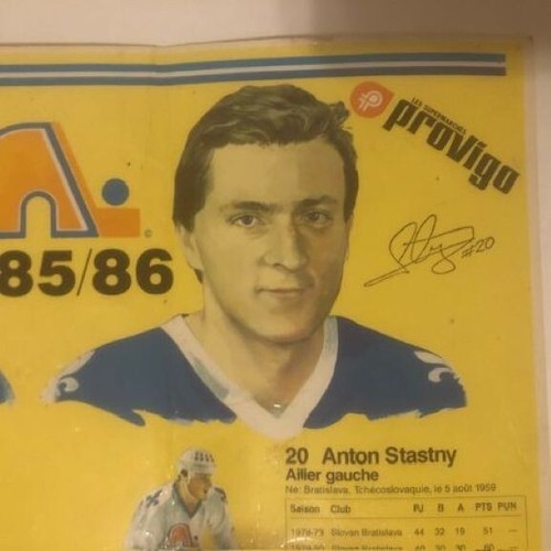 Poster firmato Pepsi 7 Up hockey 1986 Peter & Anton Stastny Quebec Nordiques NHL - Foto 3 di 11