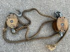 🇺🇸Old Boston & Lockport 6” Wood Graphite Bronze Block & Tackle Pulley Set🇺🇸