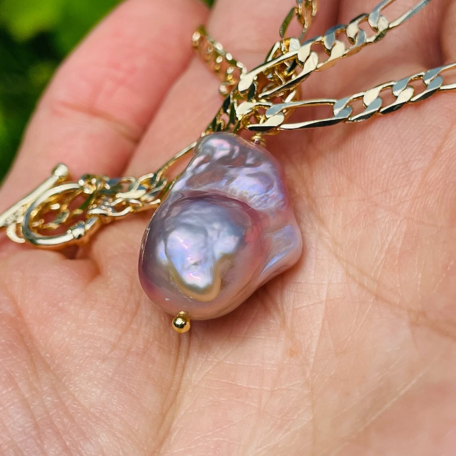 Collier doré à l'or fin et perle de culture baroque cadeau idéal pour femme 46cm