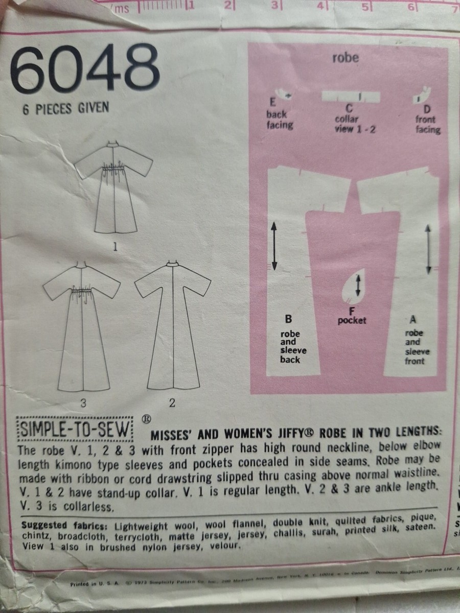 Caftan MuuMuu Dress Jiffy S 8 10 Simplicity 6048 Sewing Caftan MuuMuu Dress Jiffy S 8 10 Simplicity 6048 Sewing