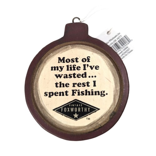 Jeff Foxworthy Fishing Ornament 3.5 x 4-inch Red Rust Wood 2006 Sign Gift - 第 1/4 張圖片