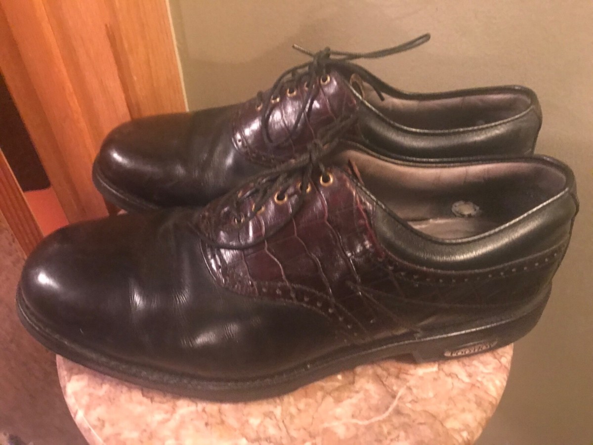 13 D Footjoy Classics Tour black & Brown Alligator Print 
