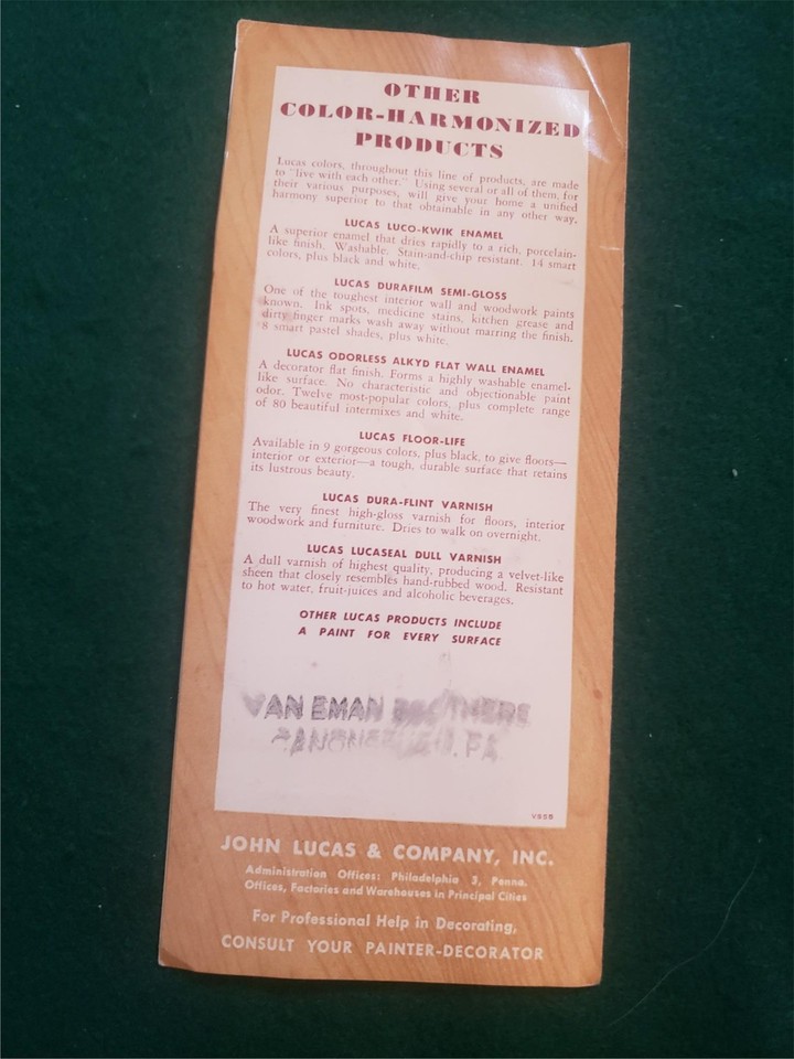 Vintage Lucaspar Paints Varnish Stains Advertising Brochure w Color