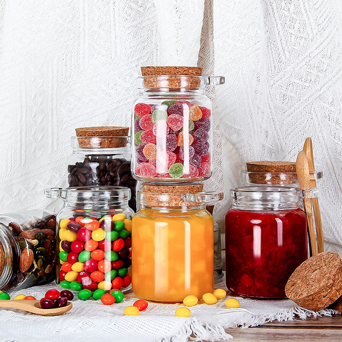 10Oz Small Glass Storage Jars with Cork Lids and Spoons Yogurt Containers for Pa - Picture 3 of 7