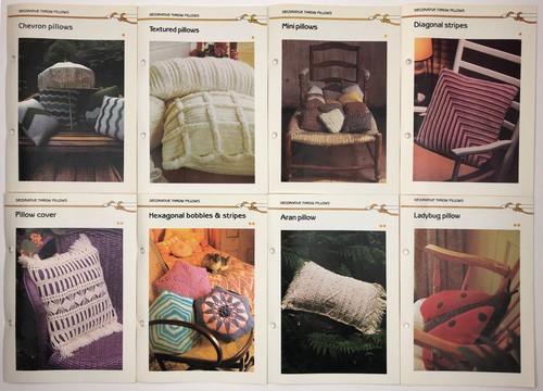 8 Marshall Cavendish DECORATIVE THROW PILLOWS Crochet Patterns Vintage 1985 - 第 1/3 張圖片