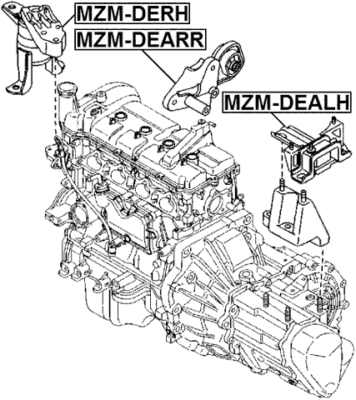 MZM-DEALH Febest LEFT ENGINE MOUNT AT D652-39-070, D652-39-070B