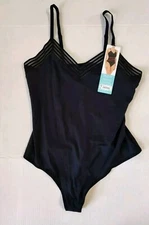 Assets by SPANX Smoothing Black Thong Bodysuit Womens Size 1X