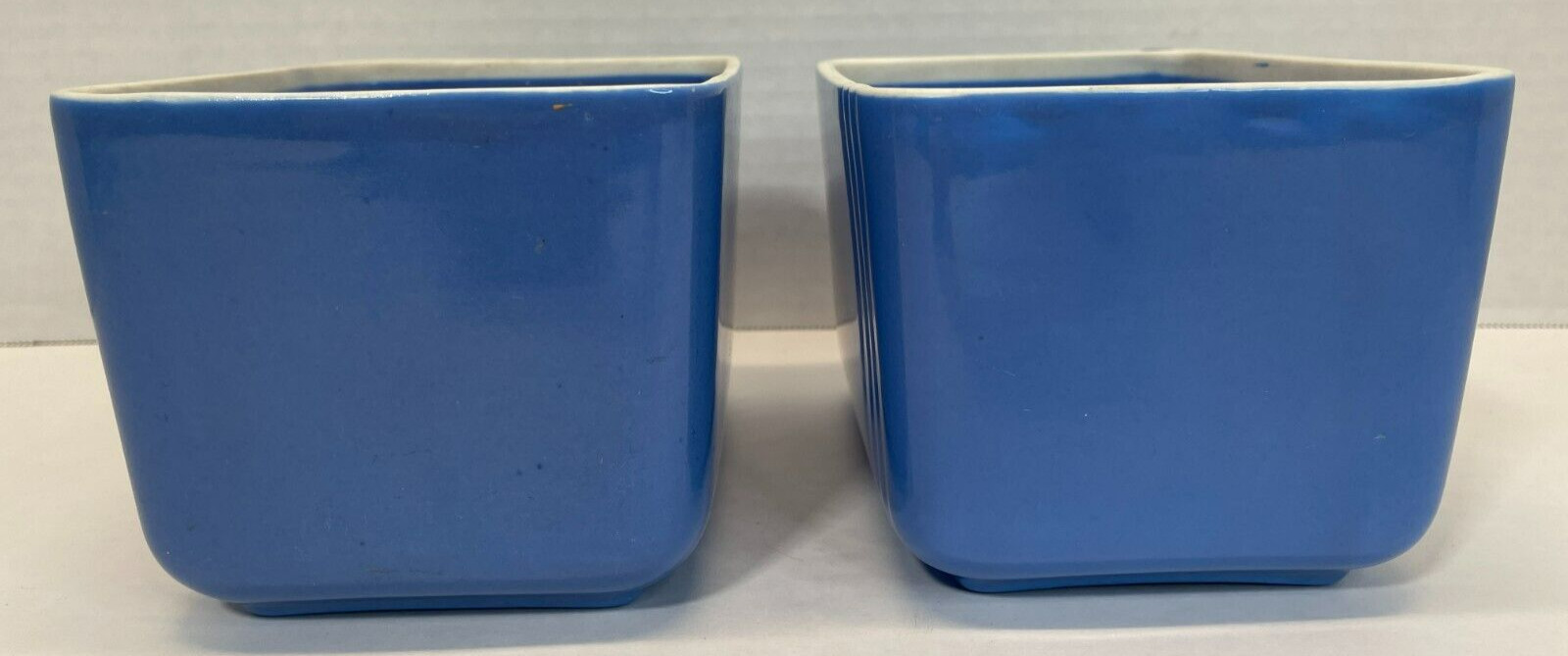 Vintage HALL Westinghouse China Blue Refrigerator Dish Art Deco set of 2