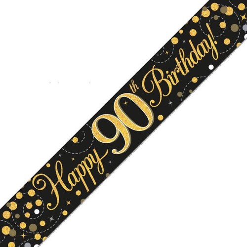 Banner zum 90. Geburtstag - Schwarz und Gold 2,7 Meter