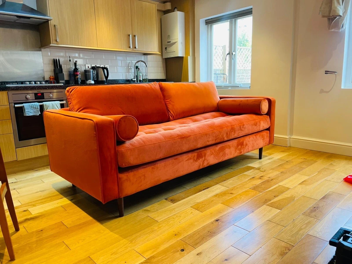 Scott 3 Seater Sofa Burnt Orange Velvet Sofa Save In Stock