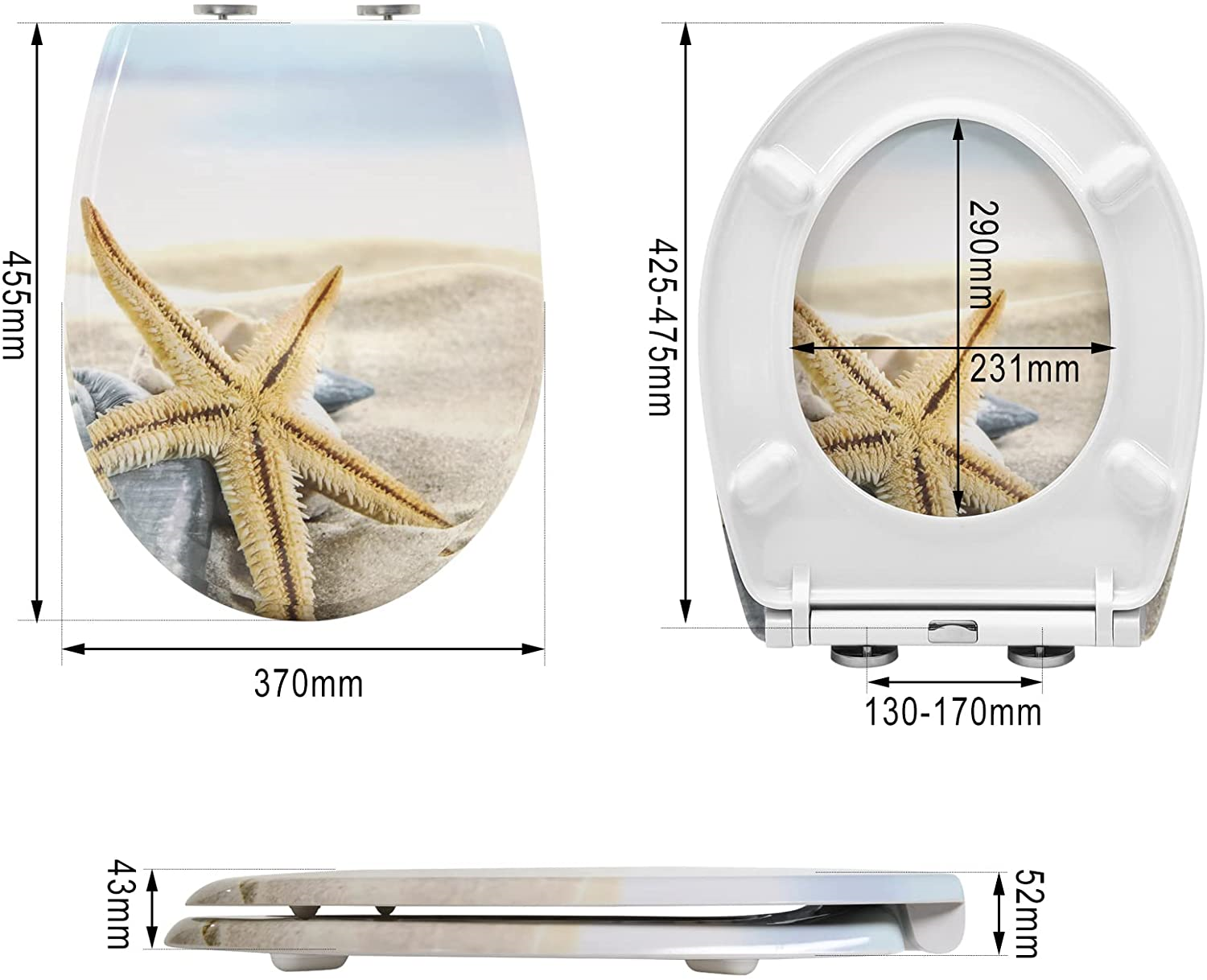 WOLTU Toilet Seat Soft Close Easy Cleaning Loo Seat with Adjustable