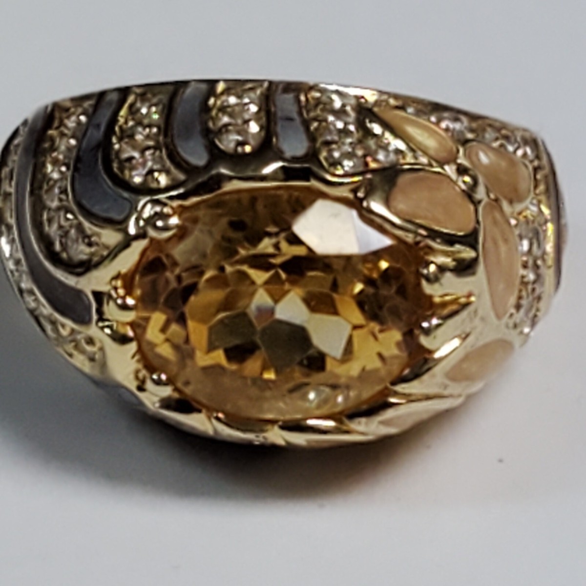 VNTG DAVID SIGAL CITRINE GOLD TONE STERLING SILVER FLORAL DESIGN