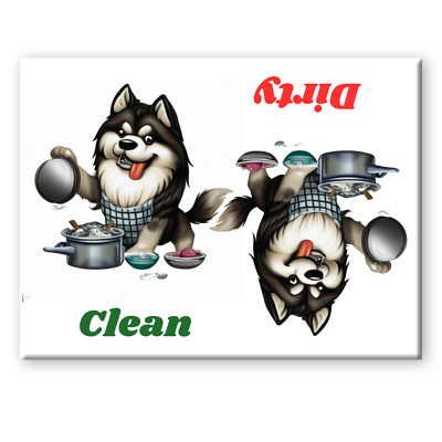 ALASKAN MALAMUTE Clean/Dirty DISHWASHER MAGNET 