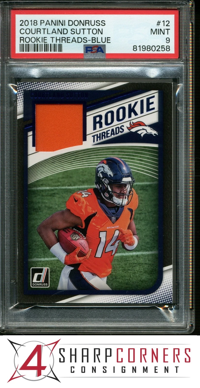 Courtland Sutton Panini Donruss Rookie Threads #12 Blue