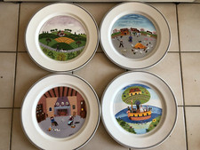 ⭕4 superbes grandes assiettes plates VILLEROY & BOCH décor naïf ⌀ 26.5  Laplau 2